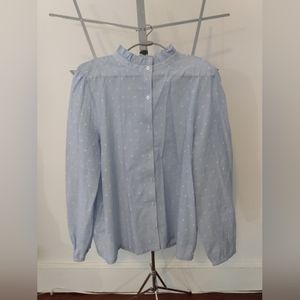 Ann Taylor Outlet 100% Cotton Light Summery Polka Dot Chambrey Top